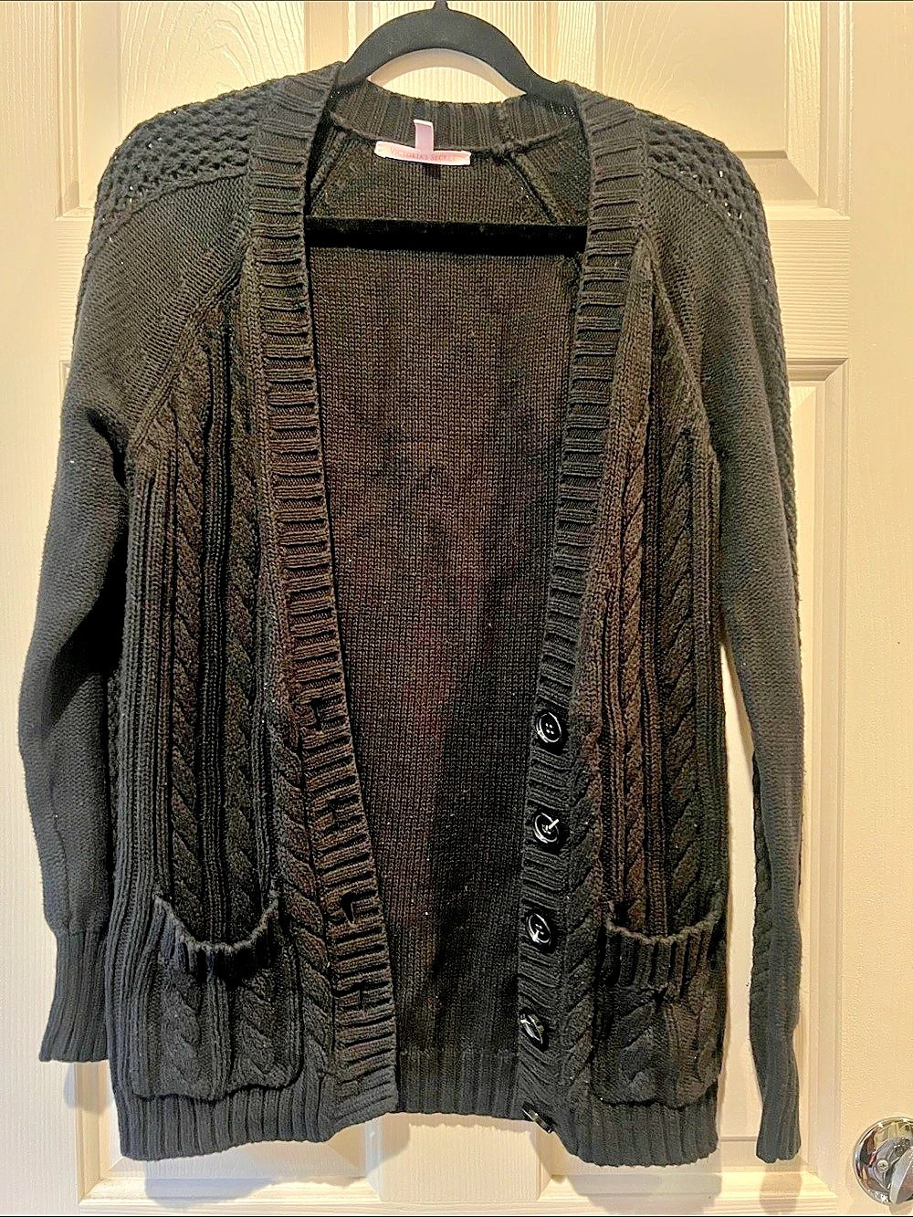 Victoria's Secret Black Cable Knit Cardigan Size Small